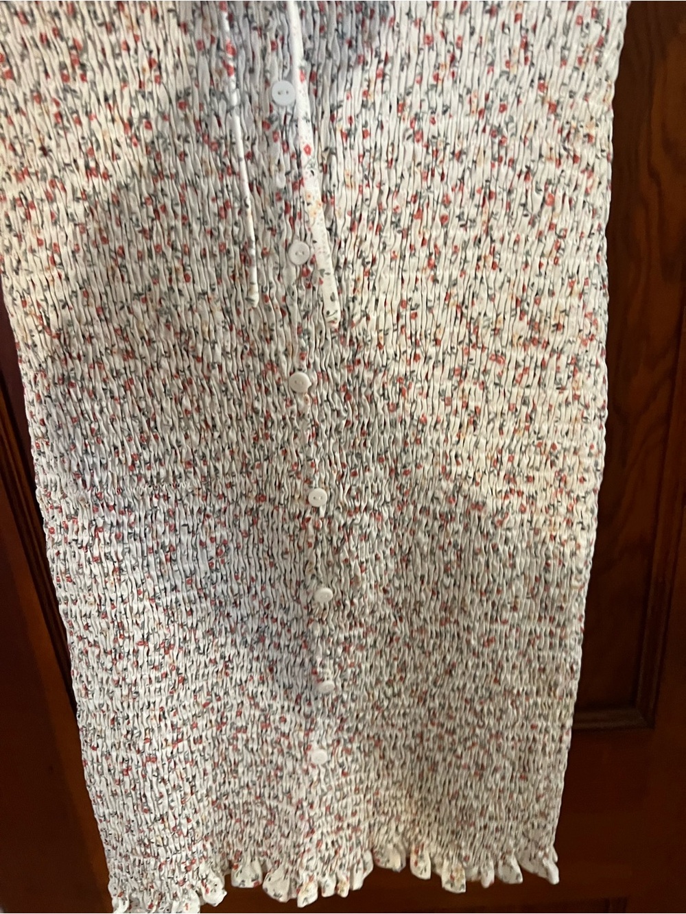 O. Vianca Romantic Floral Smocked Mini Dress Coquette Size Large - Picture 6 of 10